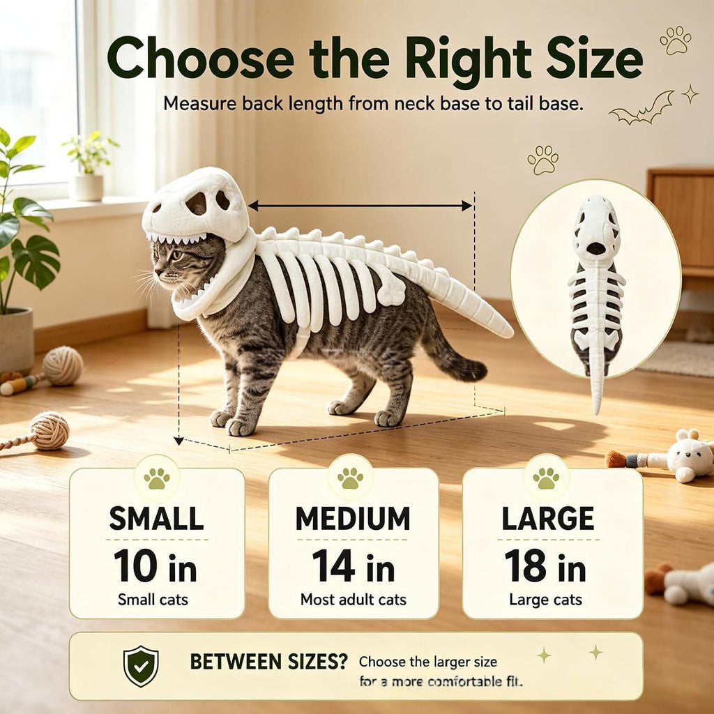 恐竜スケルトン 猫用ハロウィンコスチューム｜恐竜パーカー ペット仮装ウェア