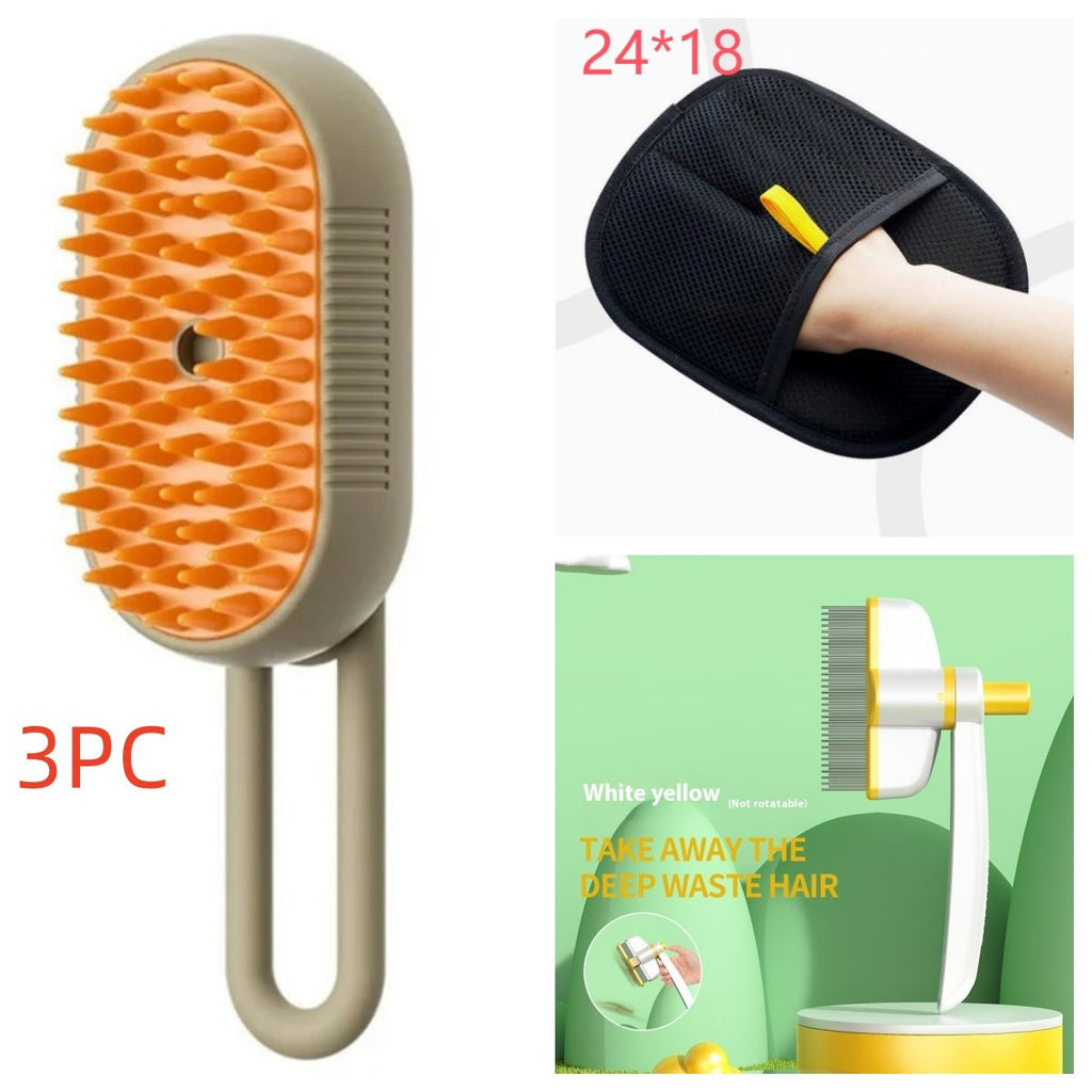 電動スチームペットブラシ 3-in-1 抜け毛・毛玉ケア USB充電 猫・犬用 | Kizuna Pets