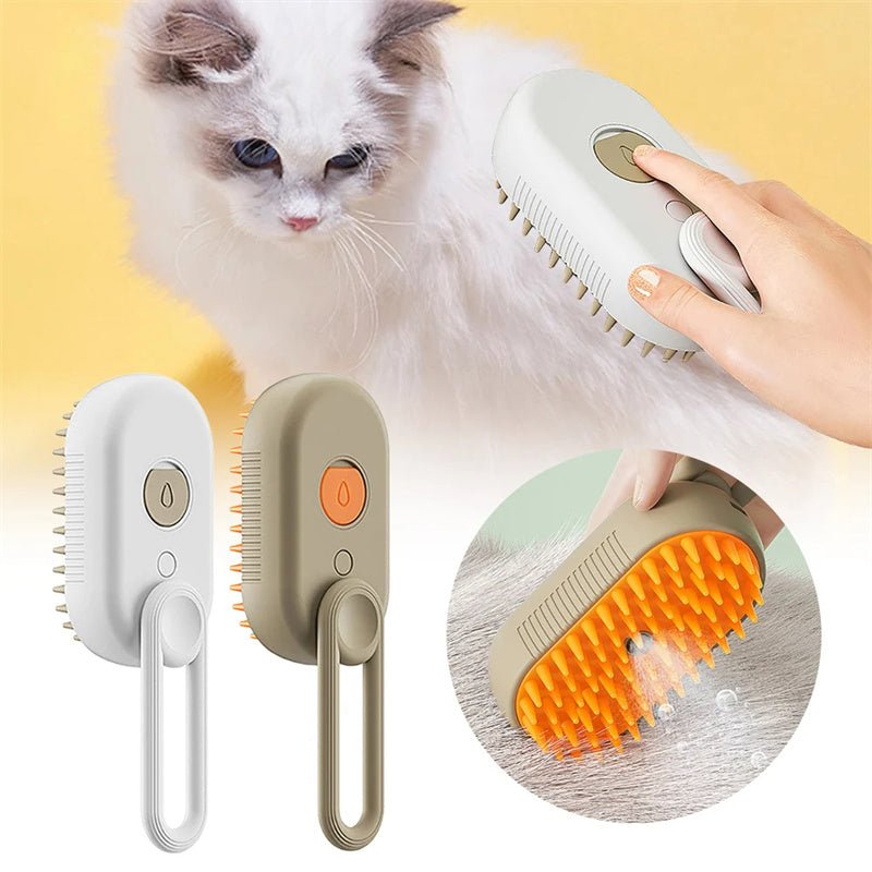 電動スチームペットブラシ 3-in-1 抜け毛・毛玉ケア USB充電 猫・犬用 | Kizuna Pets
