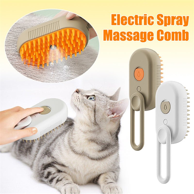 電動スチームペットブラシ 3-in-1 抜け毛・毛玉ケア USB充電 猫・犬用 | Kizuna Pets