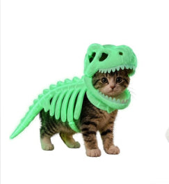 恐竜スケルトン 猫用ハロウィンコスチューム｜恐竜パーカー ペット仮装ウェア
