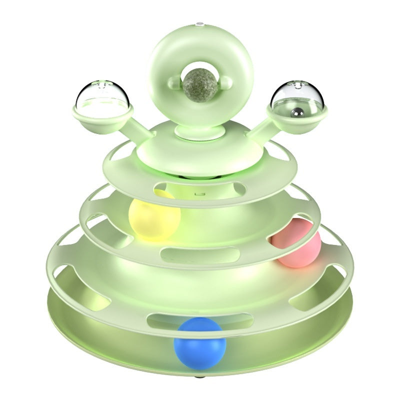 4層ターンテーブル猫用おもちゃタワー ローラーボール 知育玩具 | Kizuna Pets