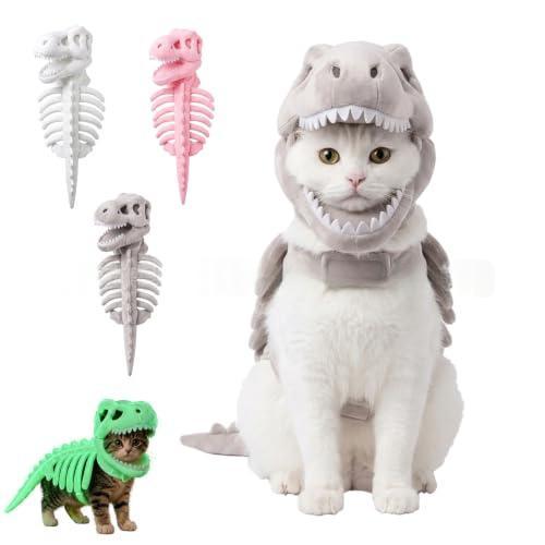 恐竜スケルトン 猫用ハロウィンコスチューム｜恐竜パーカー ペット仮装ウェア