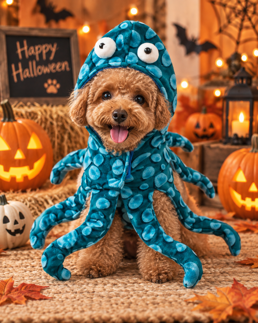 犬用ハロウィン タココスチュームを着用した犬