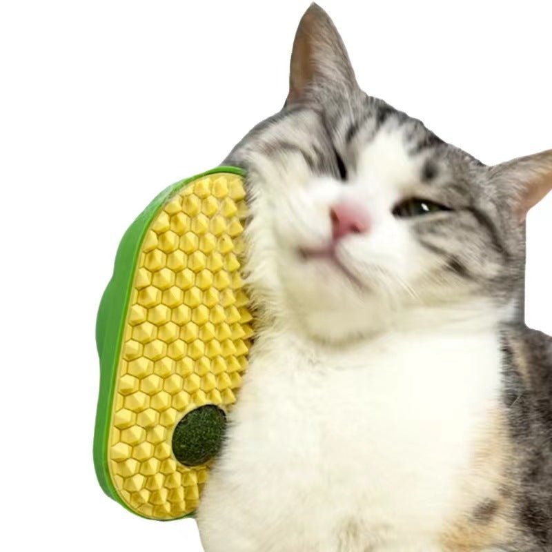 壁貼りキャットニップボール 猫用セルフグルーミングブラシ 抜け毛ケア | Kizuna Pets