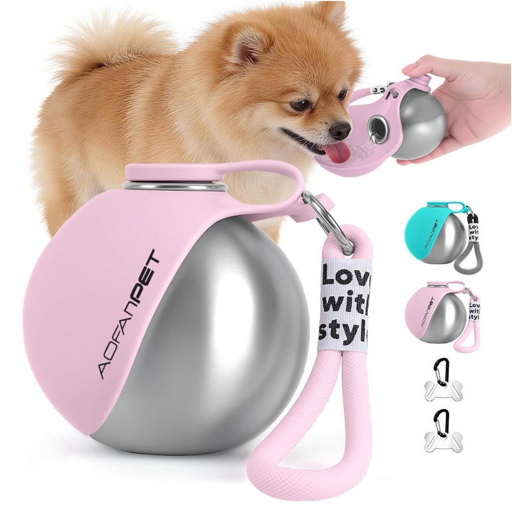 犬用ステンレス携帯水筒 ウォーターボトル 散歩・アウトドア ウィープバッグ付き | Kizuna Pets