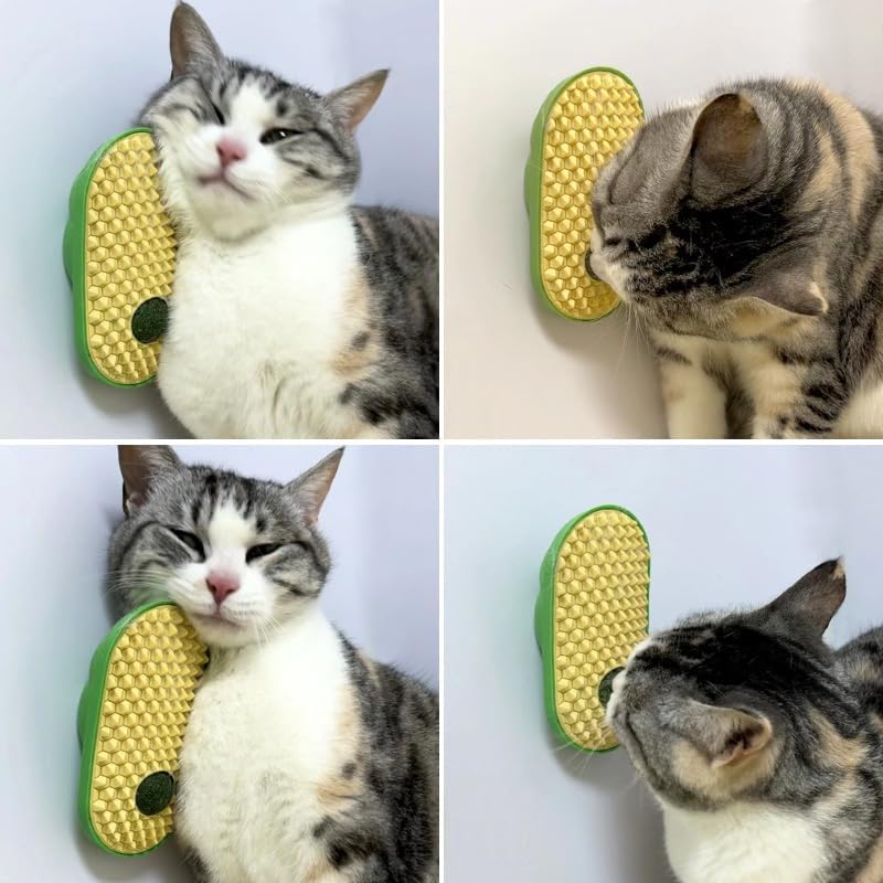 壁貼りキャットニップボール 猫用セルフグルーミングブラシ 抜け毛ケア | Kizuna Pets