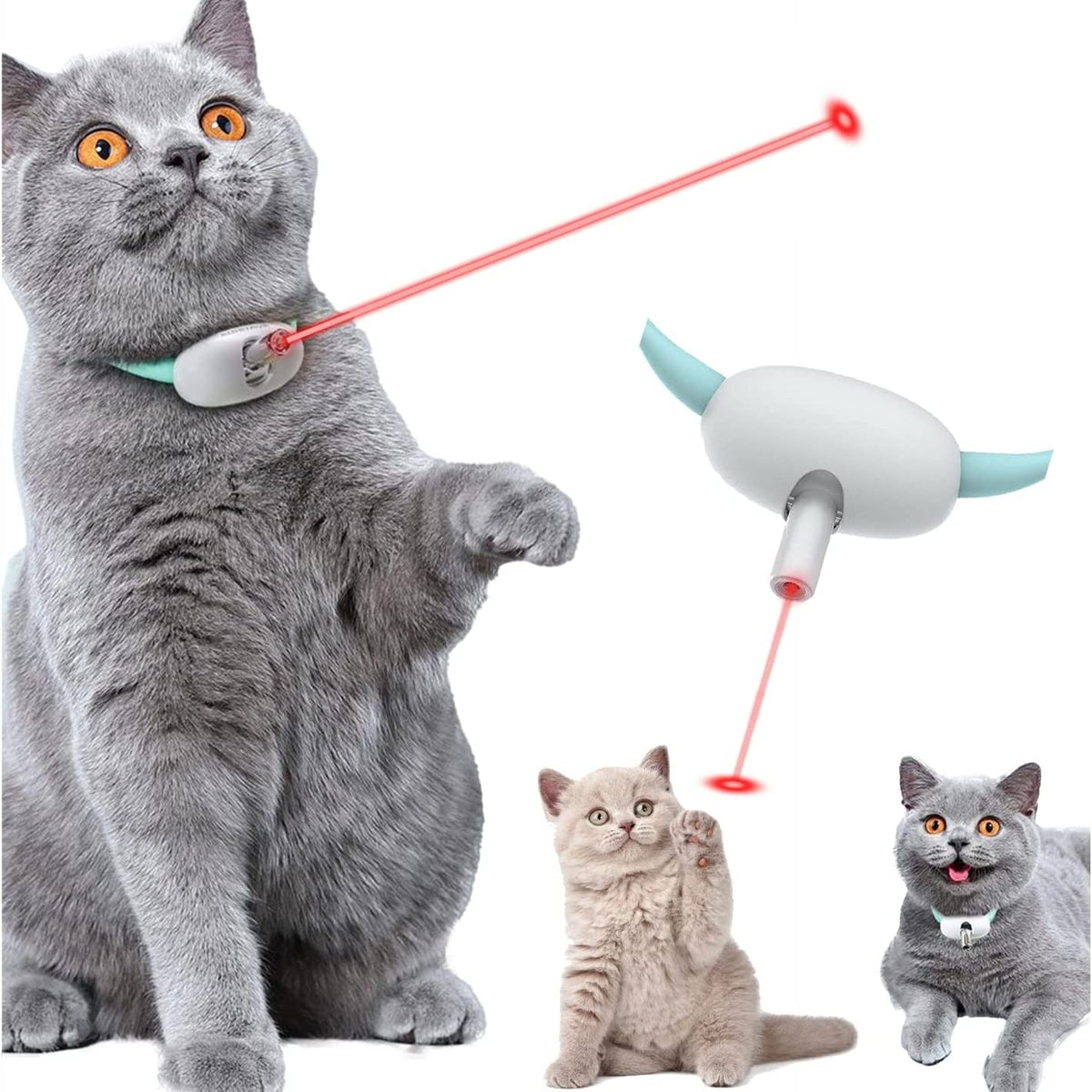 猫用スマートレーザー首輪 自動インタラクティブ USB充電 2モード | Kizuna Pets